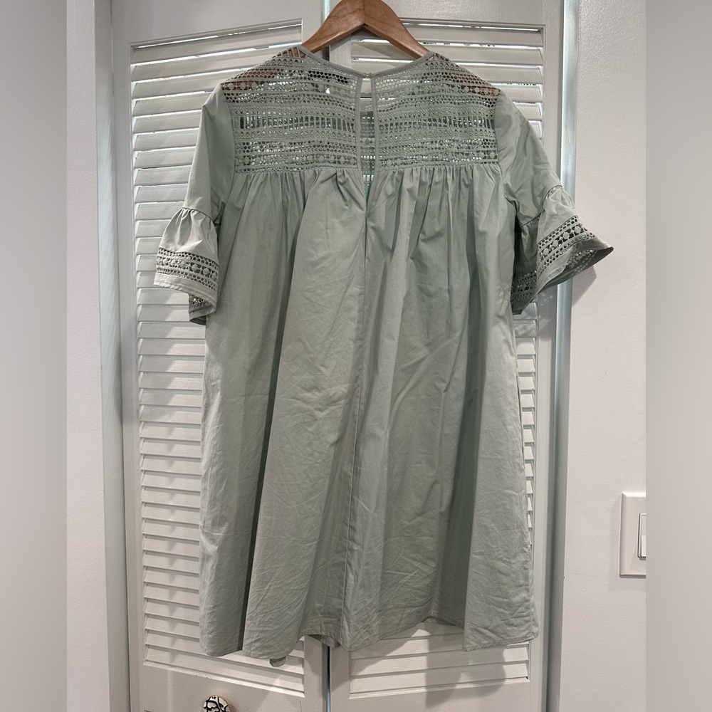 Mint babydoll lace trim dress